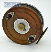 Rare Allcocks The Brigald Patent combination mahogany and alloy centre pin reel – 4” dia narrow