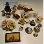 Selection of Ceramics/China and Figures to include Bretby Mr Pickwick plaque, miniature Wood and