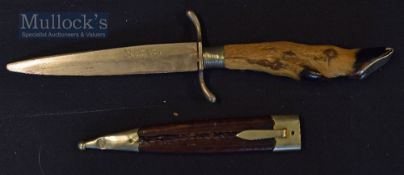 German - ‘Gebruder Rauh Grafrath Solingen’ Hunting Knife – marked with maker’s name and mark to