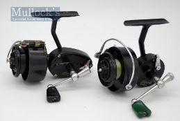 2x Mitchell Made in France LHW fixed spool spinning reels – 314 Model with full bale arm with rare