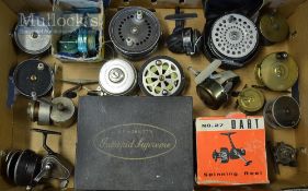 Large collection of various reels (18) – incl brass, brass and alloy, alloy fly reels and spinning