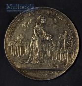 Jernigan’s Lottery - Impressive Silver Medallion Dated 1736 Obverse; Standing figure of Britannia