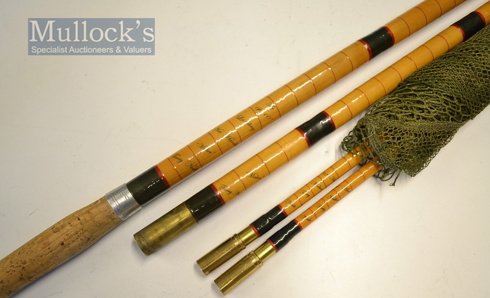 Fine Hand built whole cane carp landing net by Terry Neale – 6ft 10in 2pc with brass ferrules and