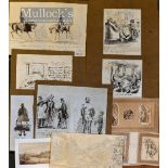 Selection of Mixed Drawings to include original artwork depicting a mammoth and cave ‘Boys Club’,