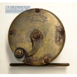 Jeffery & Son 12 George St, Plymouth 2.75” brass crank wind reel c.1890/1900– some rust to the screw