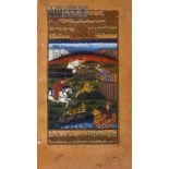 Fine Painting Of A Mughul Tiger Hunting Scene Circa late 18th or early 19th Century Believed