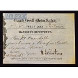 Unusual Railway Ticket Glasgow & South Western Railway 1863 Free Ticket from Annan to Dumfries &