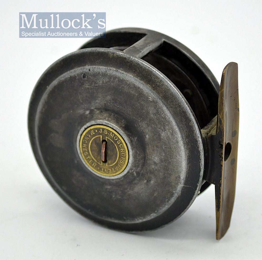 J.B Moscrop Manchester Patent scarce alloy reel: 2 5/8” dia – smooth brass foot (both ends - Image 2 of 2