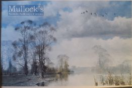WR Jennings Signed Colour Print depicts a lakeside rural scene with geese, framed measures 96x69cm