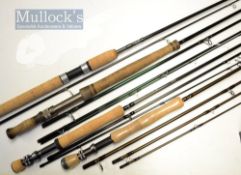 4x various good travel fly and spinning rods – Beulah USA 10ft 6in 4pc – line 9/10#bronzed