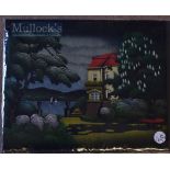 2x Lakeside Oil Paintings on Velvet depicting a lakeside house, plus another with a mountainous