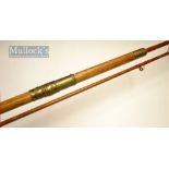 P D Malloch Perth greenheart pike rod – 8ft 6in 2pc with red agate line guides – 24” hickory