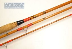 Allcocks “Record Breaker” 10ft 6in 3pc split cane course rod - retaining most of the original makers