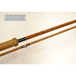 B James and Son Style Avon split cane rod – 10ft 2pc with red agate lined butt and tip guides –