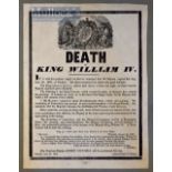 1837 ‘Death of King William IV’ Broadside – it is with greatest regret we have to announce that