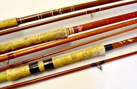 3x various fibre glass coarse rods: Rodrill, London “Goldcrest Brand” 10ft 2pc spinning rod - (F);