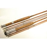 2x good Redditch Tackle Makers split cane fly rods – Martin James “Milady” 9ft 3in 3pc – with