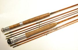 2x good Redditch Tackle Makers split cane fly rods – Martin James “Milady” 9ft 3in 3pc – with