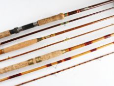 Various Wholecane, Greenheart and Fibatube Fishing Rods: 9ft 2pc greenheart fly rod (shortened) with