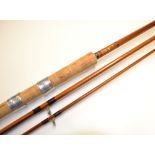 Good Milwards Redditch Split cane pike rod – The Pikemaster 9ft 2in 3pc ser. no 1986 – with clear