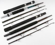 Pair of Carbon Shimano Travel Fishing Rods: Four piece Exage S.T.C. Trolling 30 7’ T.C. 30lbs