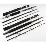 Pair of Carbon Shimano Travel Fishing Rods: Four piece Exage S.T.C. Trolling 30 7’ T.C. 30lbs