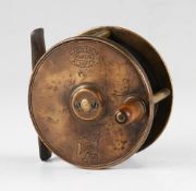 Hardy Bros Alnwick Birmingham brass fly reel - 2.5” dia – with makers Rod in Hand and Bordered