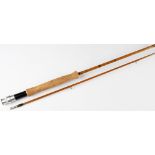 Fine Rob Wilson Maker Brora split cane fly rod: 8ft 2in 2pc – line 6# - with Fuji style butt and tip