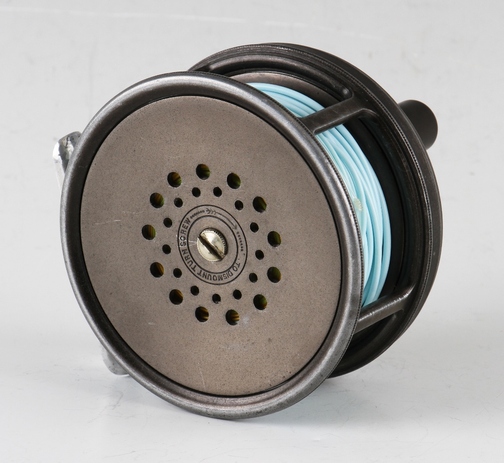 Hardy Bros Alnwick The Perfect Dup Mk II salmon fly reel – 4” dia, ribbed alloy foot, c/w line