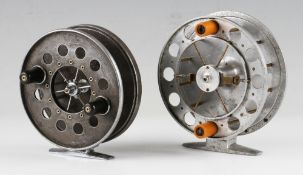 Allcocks Aerial alloy centre pin reel c.1950s: - 4.5” dia black 6 spoke with tension regulator,