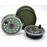 J W Young & Sons Fifteen Hundred Series salmon fly reel, spare spool and lines– Model 1535 4.25” dia