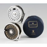 2x Hardy Marquis 10#alloy fly reels - both 3.75 inch dia - one with line (DT 7F)-both with