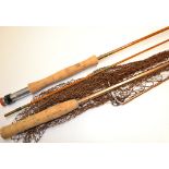 Good Milwards Redditch 85 style split cane trout fly rod and landing net– The Troutcraft SFR 8ft 5in