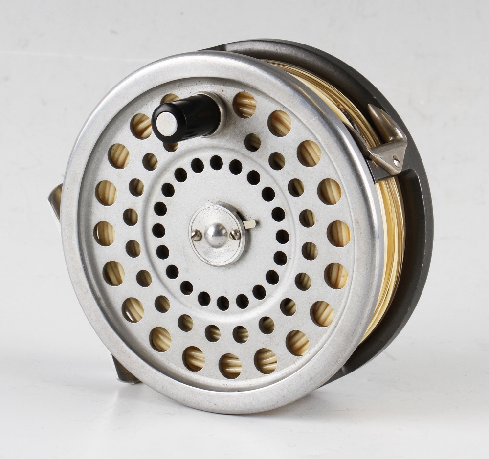 Hardy Marquis Salmon No.1 fly reel: 3 7/8” dia – alloy foot, c/w with line – reversible U shaped