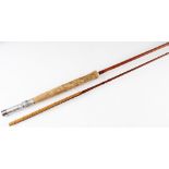 J.S Sharpe Aberdeen spliced trout fly rod - 10ft 2pc with red agate lined butt guide - alloy screw