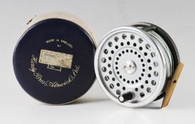 Fine Hardy “Marquis Salmon No.2” alloy salmon fly reel: Rear brake adjuster, ribbed brass foot, 2