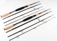 Pair Carbon Savagear Travel Fishing Rods: Four piece Road Runner XLNT 7’ (213cm) 10-40g together