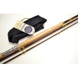 Fine Hardy “Salmon Fly” Fibalite rod – 12ft 6in 3pc – line 9# - with agate lined butt and tip guides