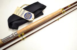 Fine Hardy “Salmon Fly” Fibalite rod – 12ft 6in 3pc – line 9# - with agate lined butt and tip guides