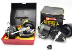 2x Fine Garcia Mitchell 300 spinning reels in makers boxes: both with spare spools boxed, both in