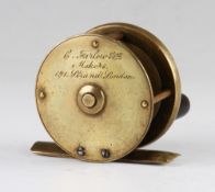 C. Farlow & Co, Makers London 191 Strand London brass fly reel - 2” dia – tiny knocks to brass