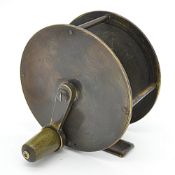 Scarce Chevalier Bowness & Son 12 Bell Yard, Temple Bar, London wide drum brass salmon reel: 3.1/