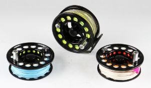 Collection of Airflo Salmon Fly Fishing reel, spare spools and case: Airflo Airtec 9/11 reel 4 1/