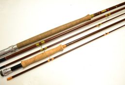 2x Hardy fibalite fly rods – “The Salmon Fly” 12ft 6in 3pc – line 9# - tip shortened 1” - screw