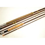 2x Hardy fibalite fly rods – “The Salmon Fly” 12ft 6in 3pc – line 9# - tip shortened 1” - screw