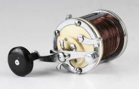 Mitchell Garcia 624 sea multiplier reel, Chrome and cream, power crank handle with star drag,