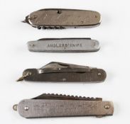 Interesting collection of various Anglers Pen knives (4) - Stainless steel anglers knife with hook