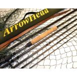 Fine Michael Evans “Arrowhead” Speycaster 5 travel fly rod and salmon gye landing net: 13ft 6in
