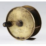 Early Holbrow & Co Makers 111 St Jermyn St London brass crank wind salmon reel c. 1880 - 4.5” dia.