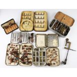 Fly Fishing Cases / Tins: To include 6 tins of various sizes 5 having a good selection of flies